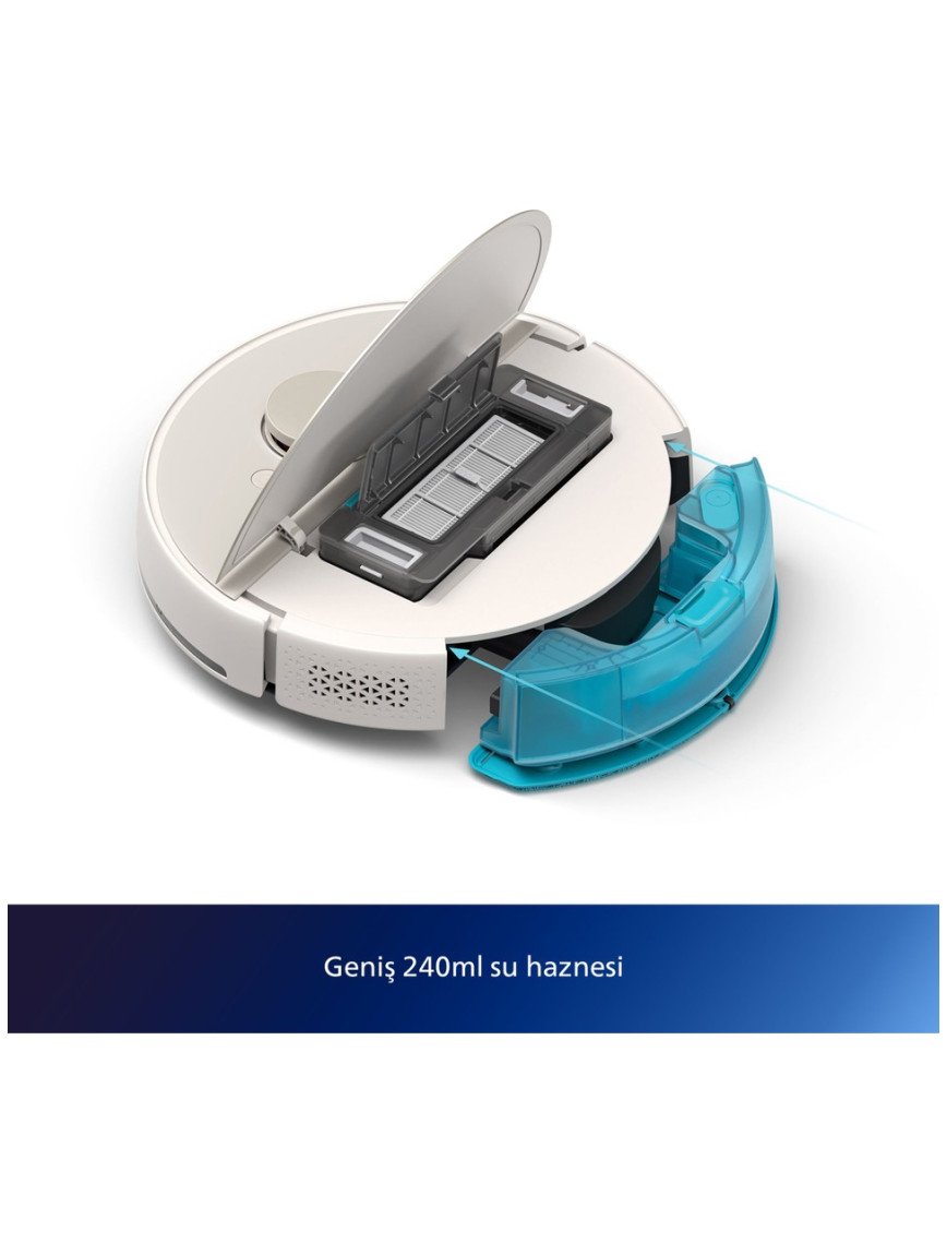 Philips XU7000/02 7000 Serisi HomeRun Aqua Islak Kuru Robot Süpürge, Sarj İstasyonlu, İpek Beyaz ve Altın Sarısı,